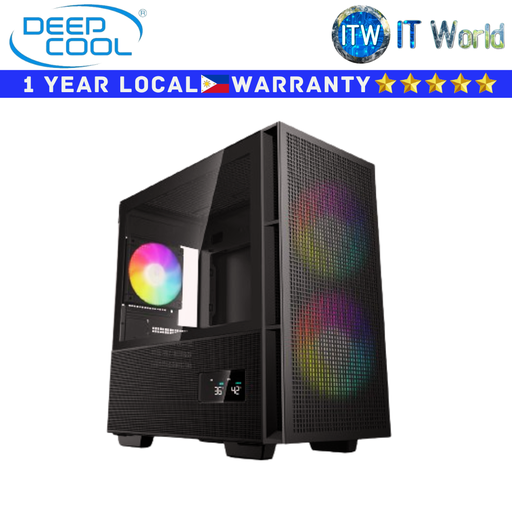 [R-CH360-BKAPE3D-G-1] Deepcool Computer PC Case Micro-ATX Deepcool CH360 Digital Tempered Glass (Black) (Black)