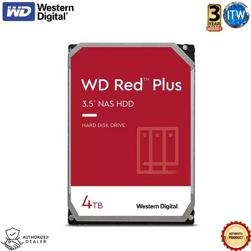 [WD40EFPX] ITW | Western Digital Red Plus 4TB 256MB 5400RPM SATA 6 Gb/s NAS Hard Drive (WD40EFPX) (1, Red, 4TB)