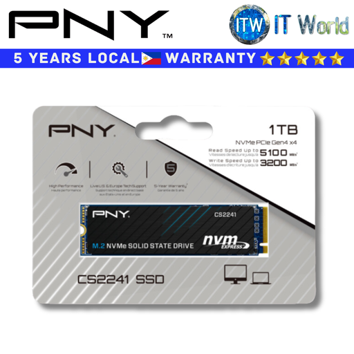 [M280CS2241-1TB-CL] Itw | PNY 500GB/1TB SSD M.2 2280 NVMe Gen 4x4 Internal SSD CS2241 (1TB) (1TB)