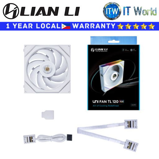 [12TL1W.00] Lian Li PC Fan UNI Fan TL 120 Fluid Dynamic Bearing Single Fan (Black/White) (White) (White)