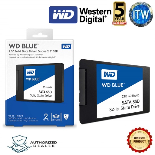 [WDS200T2B0A-00SM50] ITW | Western Digital Blue 3D NAND 2TB PC SSD - SATA III 6 Gb/s 2.5 /7mm SSD (WDS200T2B0A-00SM50) (Blue, 2TB)