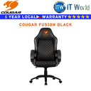 Itw | Cougar Gaming Chair Fusion S Black Fusion Black and Black Orange Comfortable Chair (Fusion Black)