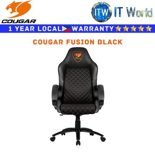 [Cougar Fusion Gaming Chair] Itw | Cougar Gaming Chair Fusion S Black Fusion Black and Black Orange Comfortable Chair (Fusion Black) (Fusion Black)