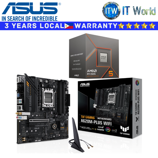 [A620M-PLUS WIFI/RYZEN 5 8400F BOX] ASUS Bundle Ryzen Motherboard AMD 5 8400F with TUF Gaming A620M-Plus Wifi