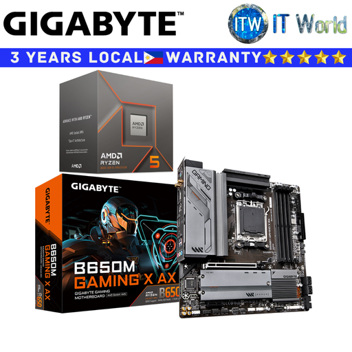 [GA-B650M-GAMING X-AX/RYZEN 5 8400F BOX] Gigabyte Bundle Ryzen Motherboard AMD 5 8400F with B650M Gaming X AX