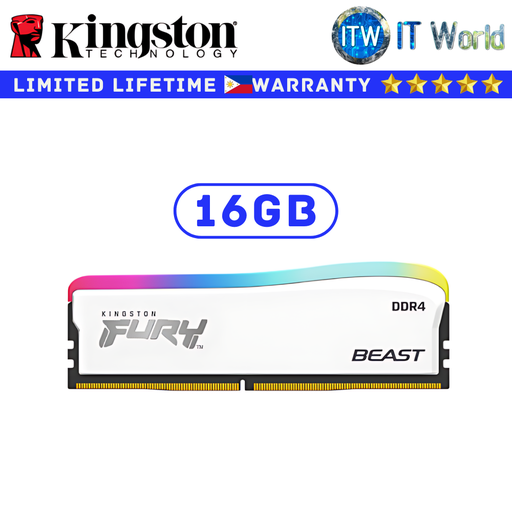 [KF432C16BWA/16] Kingston DR4 RAM 8GB/16GB 3200MT/s CL16 FURY Beast RGB Special Edition XMP Non-ECC Unbuffered DIMM (16GB)