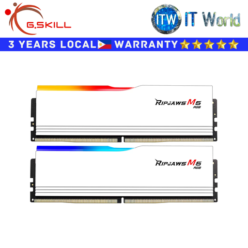 [F5-5600J3036D16GX2-RM5RW WHITE] Itw | G.Skill DDR5 RAM 32GB(16GBx2) 5600MT/s CL30 Ripjaws M5 RGB - Black/White (White) (White)