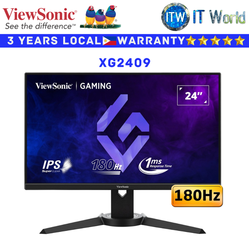 [XG2409] Viewsonic Gaming Monitor XG2409 24&quot; 1920 x 1080 FHD 180Hz IPS 1ms Flicker-free FreeSync (XG2409)