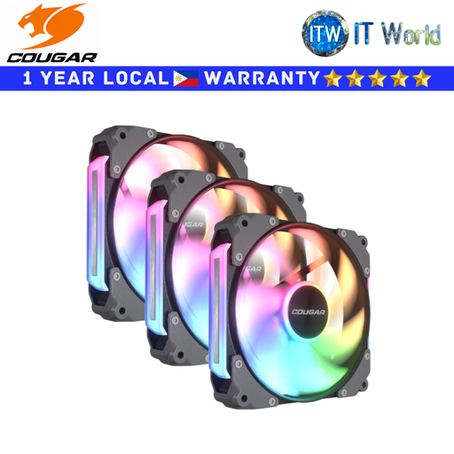 [APOLAR-120-3PC-BK] Cougar PC Fan Apolar 120 ARGB 3 Fan Pack - Black/White (Black) (Black)