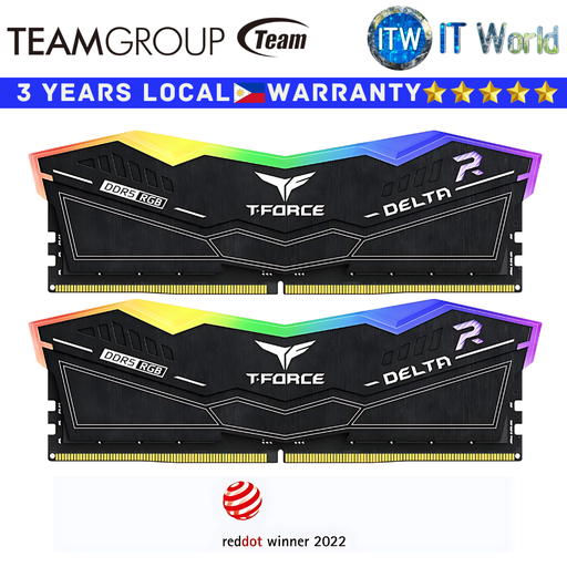 [FF3D516G5200HC40CDC01] Teamgroup DDR5 RAM 16GB (2x8GB) Delta RGB Black 5200Mhz Desktop Memory (FF3D516G5200HC40CDC01)