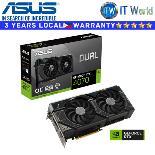 [DUAL-RTX4070-O12G-EVO] Itw | ASUS RTX 4070 Evo OC Edition 12GB GDDR6X Geforce Graphic Card (DUAL-RTX4070-O12G-EVO)