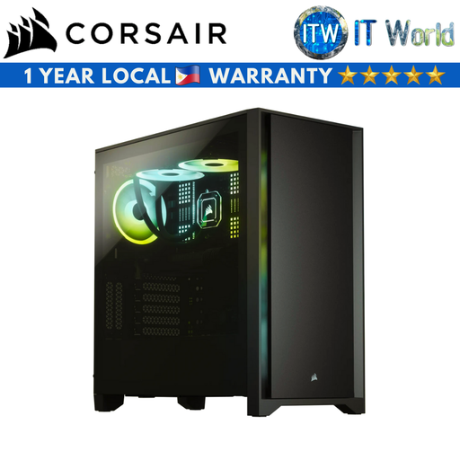 [CORSAIR 4000D Tempered Glass BLACK CC-9011198-WW] CORSAIR 4000D Tempered Glass Mid-Tower ATX PC Case (Black)