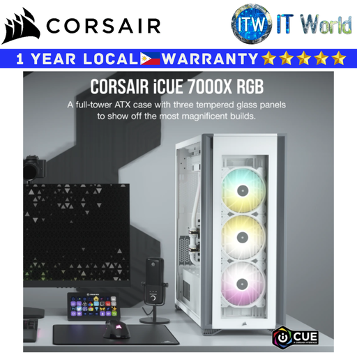 [CS-CC-9011227-WW] Corsair Computer PC Case iCUE 7000X RGB White Full Tower Tempered Glass (CS-CC-9011227-WW) (White)