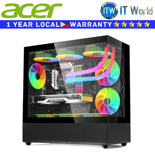 [V920 BLACK] Acer Computer PC Case V920 M-ATX No Screws Throughout Full View Tempered Glass (Black) (Black)