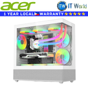 Acer Computer PC Case V920 M-ATX No Screws Throughout Full View Tempered Glass (White)