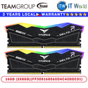 Teamgroup DDR5 RAM 16GB (2x8GB) Delta RGB Black 5600Mhz Desktop Memory (FF3D516G5600HC40BDC01)