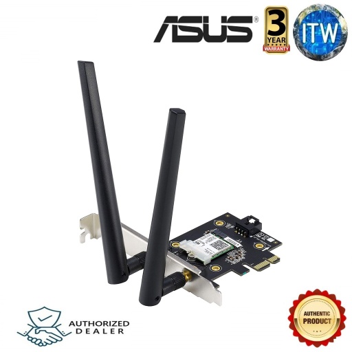 [ASUS PCE-AX3000] ASUS PCE-AX3000 Dual Band PCI-E WiFi 6 (802.11ax) External Antenna Adapter (Black)