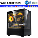 Darkflash Computer PC Case DB330M M-ATX A-Pillarless 270 Panoramic Room (Black)