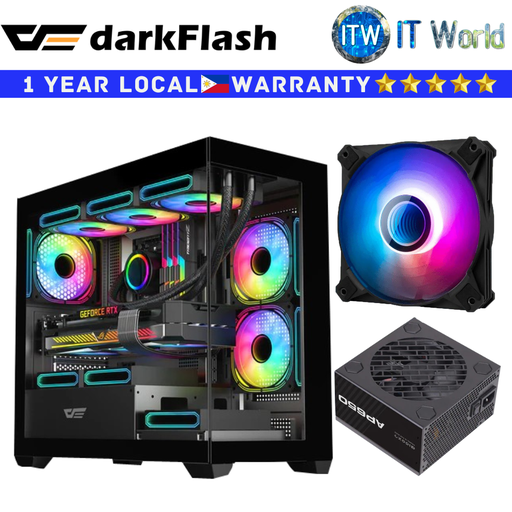 [DF DS900M + Infinity 8 + AE650] DarkFlash Bundle DS900M Tempered Glass Case / Infinity 8 Cooling Fan / AE650 Non-Modular PSU