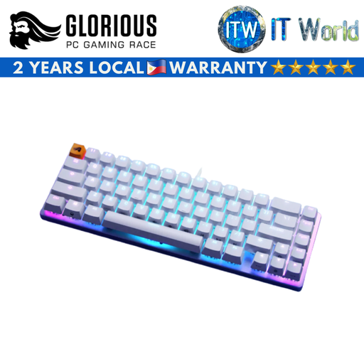 [GLO-GMMK2-65-FOX-W] Glorious PC Gaming Race GMMK 2 White - 65% Mechanical Gaming Keyboard (Fox Switch) (White, Large)