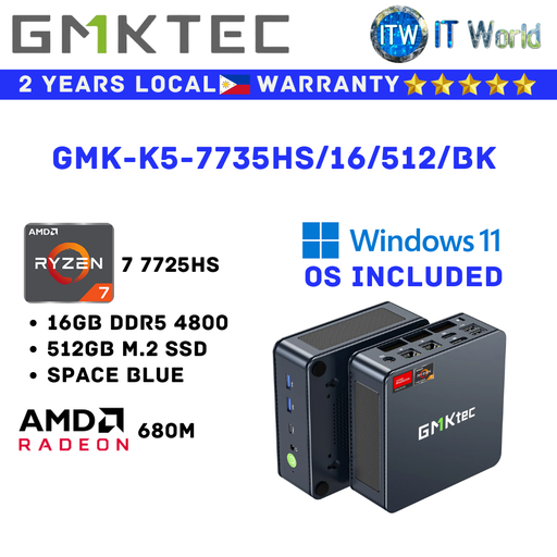 [GMK-K5-7735HS/16/512/BK] GMKtec Mini PC All in One Desktop PC Nucbox K5 PC Kit (GMK-K5-7735HS/16/512/BK)