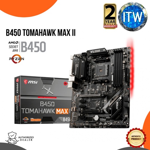 [B450 TOMAHAWK MAX II] MSI B450 Tomahawk Max II AM4 ATX AMD B450 Gaming Motherboard for Ryzen