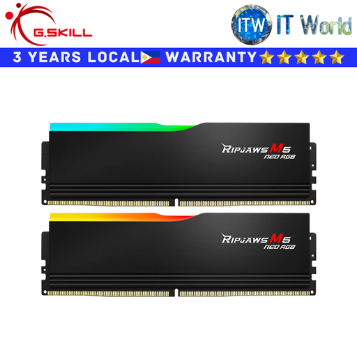 [F5-6000J3648D16GX2-RM5NRK] GSkill DDR5 RAM 32GB (16GBx2) 6000MT/s Ripjaws M5 Neo RGB Unbuffered (F5-6000J3648D16GX2-RM5NRK)