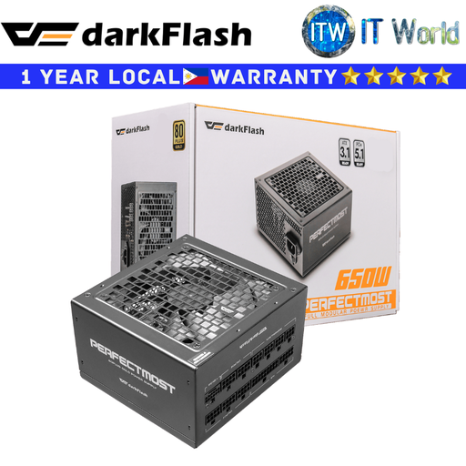 [DARKFLASH PMT 650W] darkFlash PSU 650Watts Power Supply Unit PMT650 80+ Gold ATX3.1 PCIe5.1 Full Modular