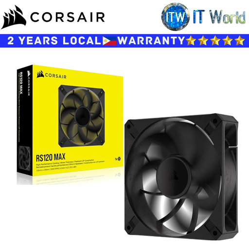 [CS-CO-9050170-WW] Corsair PC Fan RS120 Max Black 120mm PWM Thick Fan - Single (CS-CO-9050170-WW)