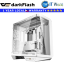 darkFlash Computer PC Case DY470 ATX Three-side Glass Panel Tempered Glass (White)