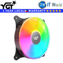 YGT PC Fan Rainbow Fan #1290 Single Fan Hydraulic Brushless (Black)