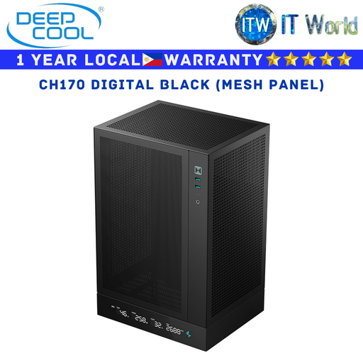 [R-CH170-BKNPI0D-G-1] Deepcool Computer PC Case CH170 Digital Mesh Panel Black (R-CH170-BKNPI0D-G-1) (CH170 Digital Mesh)