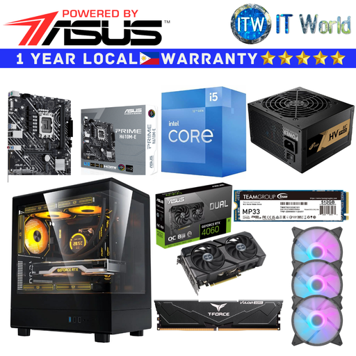 [PBA4060] PC Desktop Computer Set Powered by ASUS B Intel Core i5-12400 Prime H610M-E DDR5 (PBA4060) (DUAL-RTX4060-O8G-EVO)