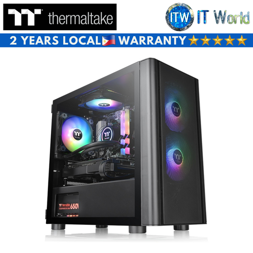 [CA-1R1-00S1WN-02] Thermaltake V150 Tempered Glass ARGB Breeze mATX Mini-Tower PC Case Black (CA-1R1-00S1WN-02)