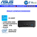 ASUS Mini PC All in One Desktop PC NUC 12 Slim Barebone RNUC12WSKI300000I