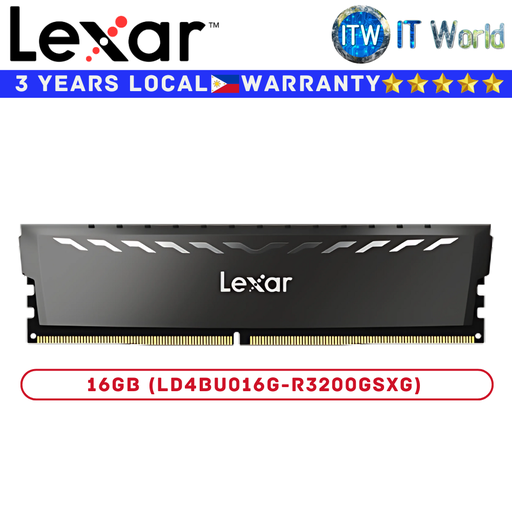 [LD4BU016G-R3200GSXG] Lexar DDR4 RAM 16GB 3200Mhz Thor Dark Grey Sleek Heat Spreader Single UDIMM Desktop Memory (LD4BU016G-R3200GSXG) (16GB)