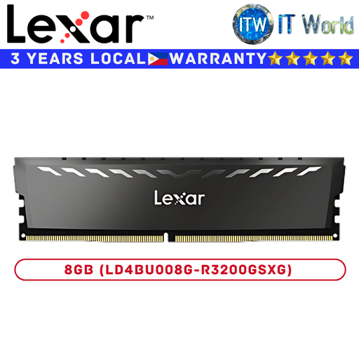 [LD4BU008G-R3200GSXG] Lexar DDR4 RAM 8GB 3200Mhz Thor Dark Grey Sleek Heat Spreader Single UDIMM Desktop Memory (LD4BU008G-R3200GSXG) (8GB)