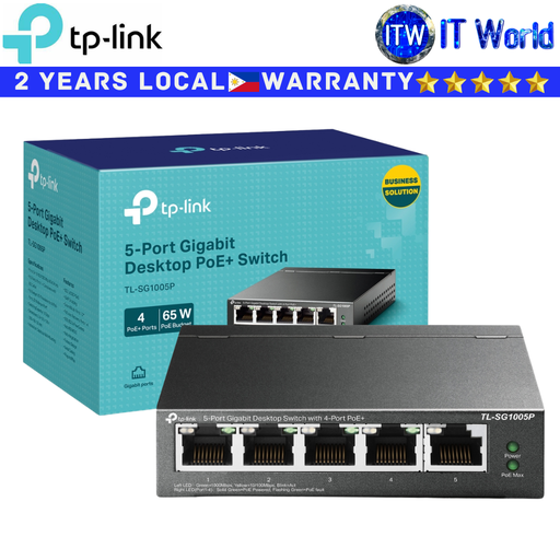 [TL-SG1005P] TP-Link Router Switch TL-SG1005P 5-Port Gigabit Desktop Switch 4-Port PoE+ Plug and Play