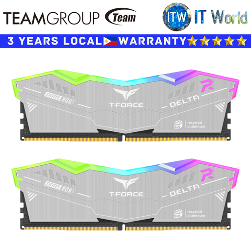 [FF2D564G6000HC38GDC01] Teamgroup DDR5 RAM 64GB (2x32GB) 6000Mhz Delta RGB ECO Silver (FF2D564G6000HC38GDC01)