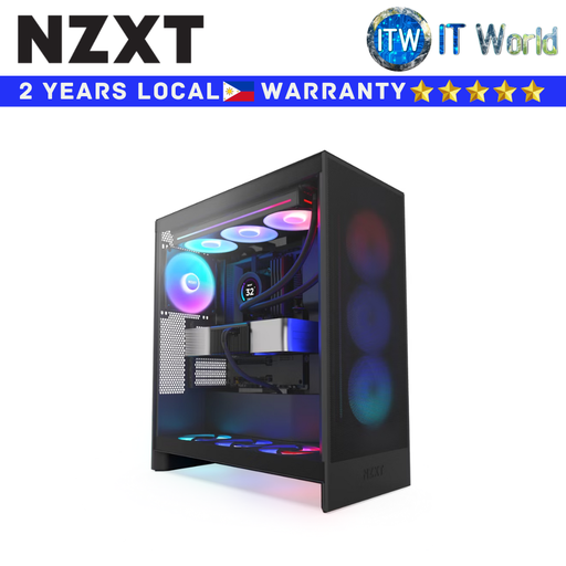 [CM-H72FB-R1] NZXT Computer PC Case H7 Flow RGB Mid-Tower ATX Airflow Case with RGB Fans (Matte Black)(CM-H72FB-R1) (Matte Black)