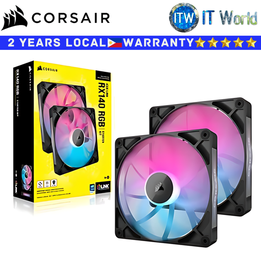 [CS-CO-9051020-WW] Corsair PC Fan iCUE Link RX140 RGB Black 140mm PWM Dual Fan Kit (CS-CO-9051020-WW)