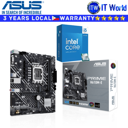 [PRIME H610M-E D5 with i5-14400] ASUS Bundle Motherboard Intel Core i5-14400 with Prime H610M-E D5