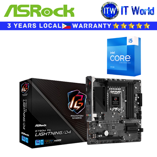 [ASROCK Z790M PG LIGHTNING/D4 with i5-14600K] Asrock Bundle Motherboard Intel Core i5-14600K with Z790M Phantom Gaming Lightning/D4