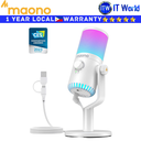 Maono Wired Gaming Microphone DM30 RGB Programmable USB Condenser (White)