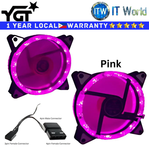 [YGT Diamond Dual Ring (120mm) PINK] YGT PC Fan Diamond Dual Ring 120mm (Pink) (Pink)