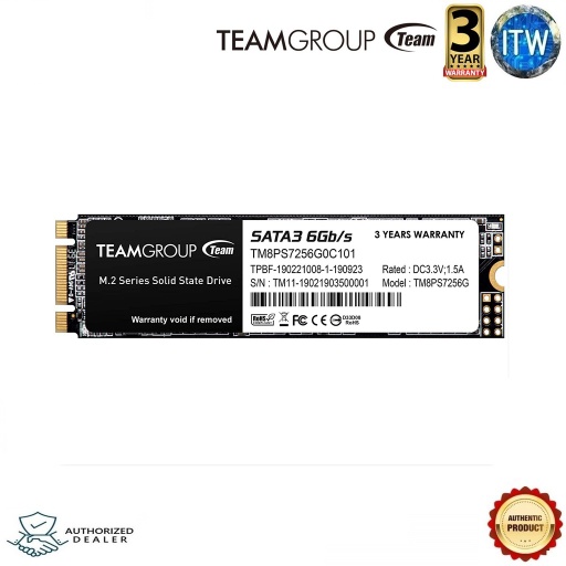 [256GB eam Group MS30 M.2 2280 (TM8PS7256G0C101)] Team Group MS30 M.2 2280 256GB SATA III TLC Internal Solid State Drive (SSD) TM8PS7256G0C101 (Black, 256GB)