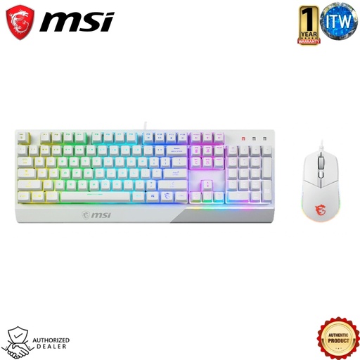 [GK30 White] ITW | MSI Vigor GK30 Keyboard and Clutch GM11 White Gaming Mouse Combo