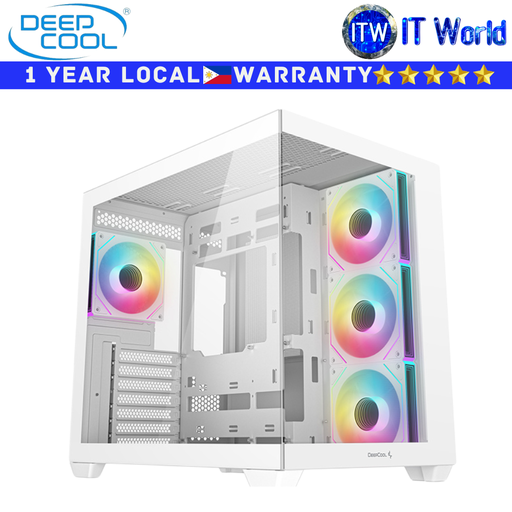 [R-CG530-WHADA4-G-1] Deepcool Computer PC Case CG530 4F Dual Chamber ATX Case Tempered Glass White (R-CG530-WHADA4-G-1) (White)