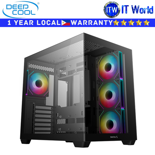 [R-CG530-BKADA4-G-1] Deepcool Computer PC Case CG530 4F Dual Chamber ATX Case Tempered Glass Black (R-CG530-BKADA4-G-1) (Black)