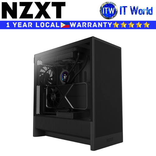 [CC-H52FB-01] NZXT Computer PC Case H5 Flow Compact Mid-Tower ATX Airflow Tempered Glass Black (CC-H52FB-01) (Black)